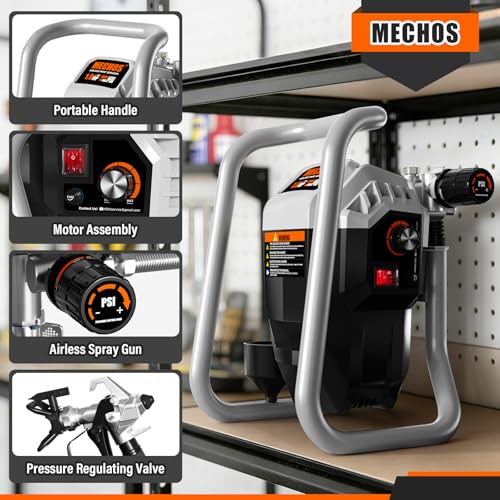 Image of Airless Paint Sprayer - High Efficiency Thinning-Free Electric Spray Gun with Brass Nozzles & Extension Rod, Minimal Overspray for Home Interior /Exterior (Mech Head airless Paint Sprayer)