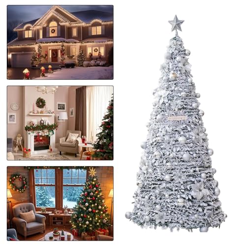 Árbol de Navidad plegable artificial completo para decoraciones de exterior e interior 5