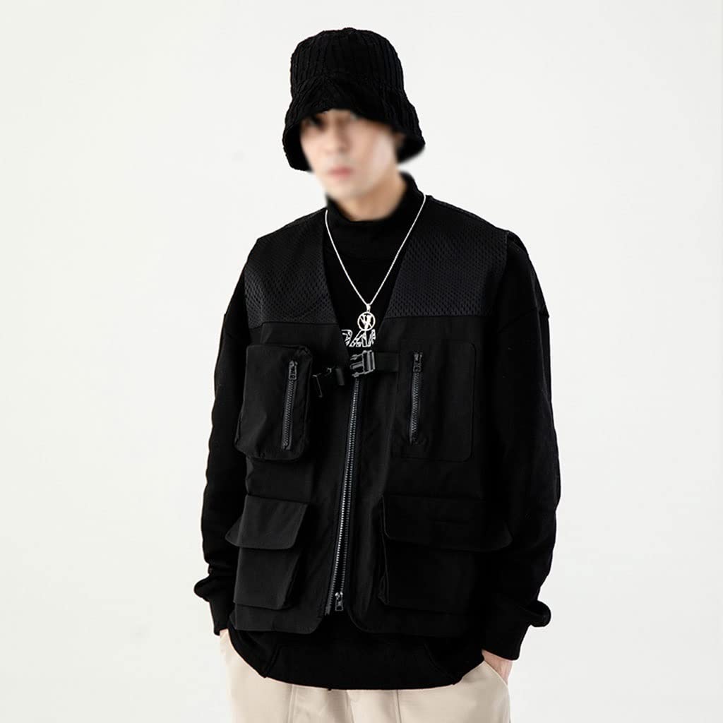 Gilet Thermique Hommes Multi-Poche Gilet Vest de Plein air Veste de Pêche Camping Voyage Voyage Vêtements de Vêtements Vêtements Léger Respirant Golf en Plein air (Color : Black, Taille : X-Large)