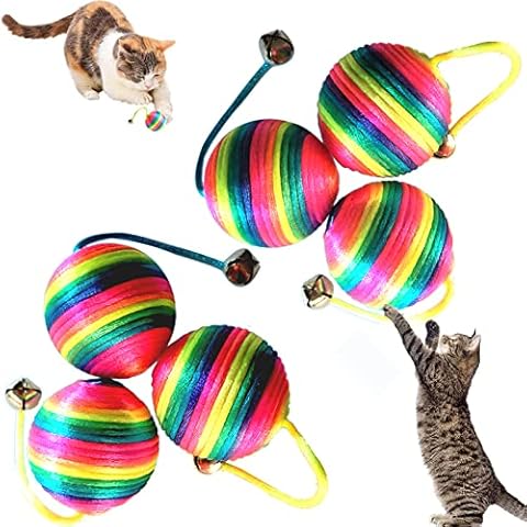 Pack of 6 Cat Toy Balls, Cat Ball with Bells, Interactive Cat Ball, for Interaction with Pets, Bite and Abrasion Resistant, Chew Training Cover