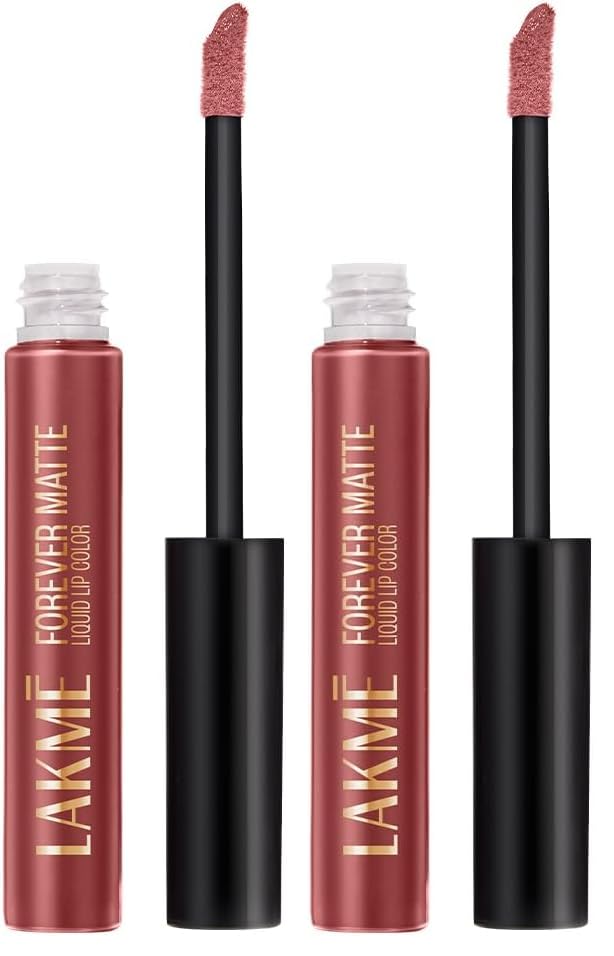 Image of Lakme Forever Matte Liquid Lip Colour, Long-Lasting Liquid Lipstick, Lightweight & Transferproof, Smudgeproof - Pink Venus 5.6ml (Pack of 2)