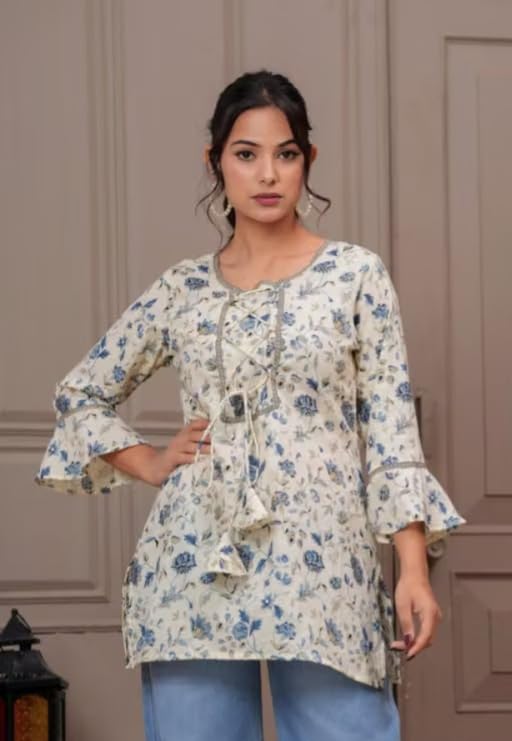 Image of Floral Printed Kurta, Full Sleeve