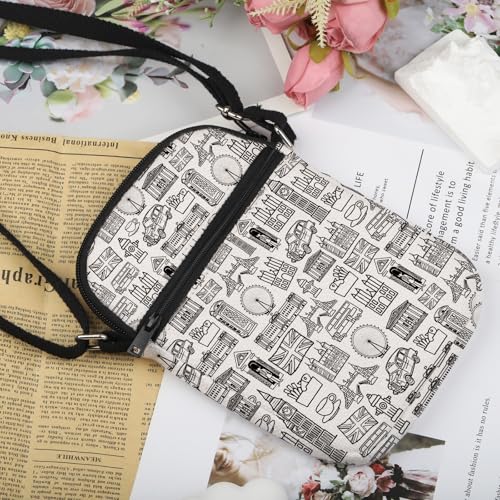 VAMSII London Lover Gift London Doodles Landmarks Crossbody Bag London Vacation Trip Travel Bag London Souvenir Gift3