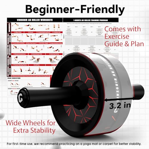 Vinsguir Ab Roller Wheel, Abs Workout Equipment for Abdominal & Core Strength Training, Exercise Wheels for Home Gym, Fitness Equipment for Core Workout with Knee Pad Accessories - image 8