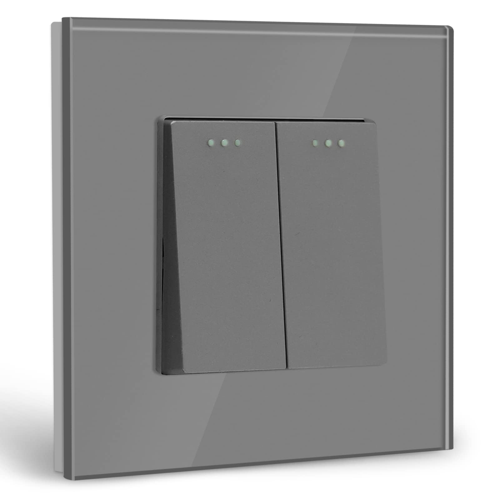 Interrupteur Va Et Vient 2 Gang 2 Voie,Interrupteur Mural Encastrable Moderne Noir,10A