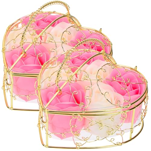 ARTIBETTER Juego de 2 Jabones de Flores Pétalos de Rosa para Baño, Aromáticos Duraderos, Color Rosa, Obsequio Romántico para Mujeres en San Valentín y Aniversarios
