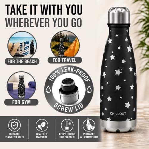 Image of CHILLOUT LIFE 12oz Kids Insulated Stainless Steel Water Bottle, Leak Proof