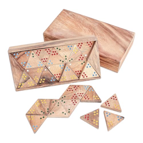 Set triangular de dominó de madera artesanal Triple Threat