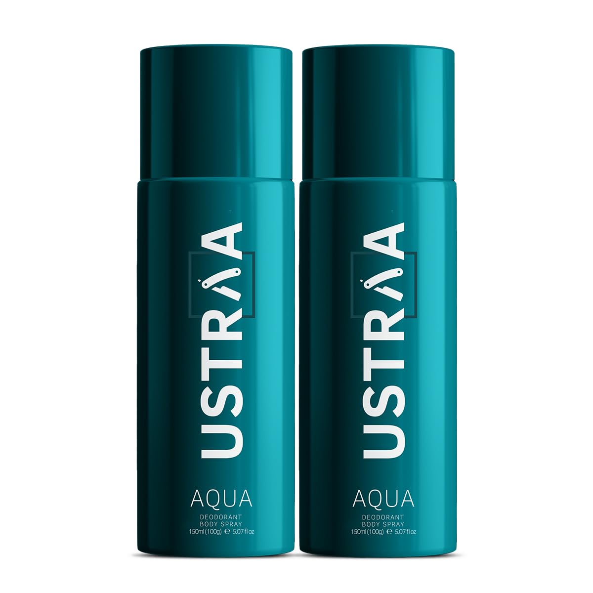 USTRAA Aqua Deodorant Body Spray For Men - 2 x 150 ml | Refreshing Aquatic Fragrance | Skin-friendly Deodorant | Keeps Odour in Check | Citrusy, Spicy notes with Aquatic Freshness (Set of 2)