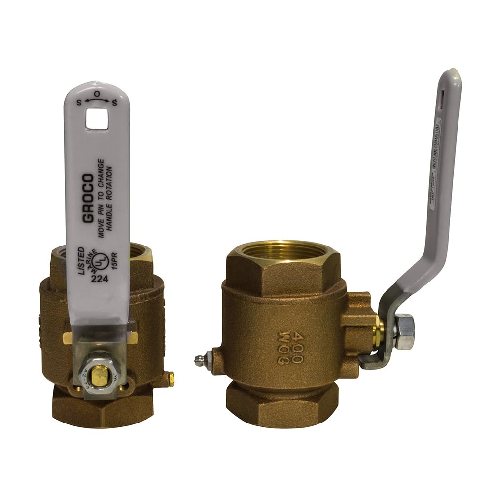 Válvula de bola en línea de bronce NPT de 1-1/4