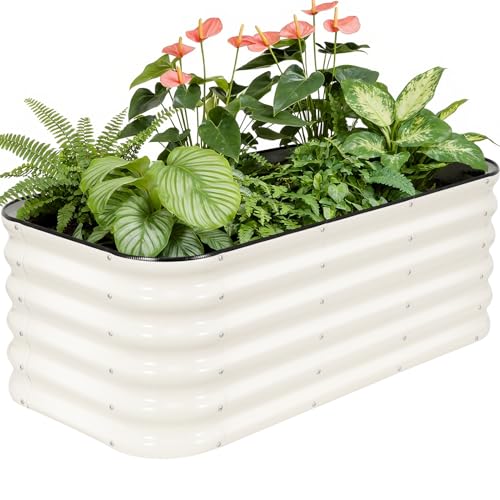 4×2×1.4FT Galvanized Raised Garden Bed Outdoor, Metal Raised Garden Bed Kit, Large Planter Raised Beds, 3 In1 Modular Raised Planter Box Outdoor,Raised Beds for Gardening for Vegetables Flowers Herbs