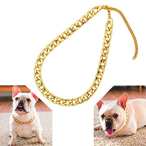 Preisvergleich Produktbild Tuokay 18K Faux Gold Hund Halskette, Edelstahl Katze Halsketten, Einstellbare Halskette Modeschmuck, Haustier Mode Kette Halskette (15 Zoll, 10mm)