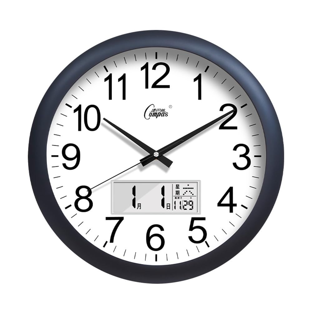 wanduhren 38 cm leise Wanduhr for das Wohnzimmer mit Datum, Moderne minimalistische nordische kreative Quarzuhr for Zuhause