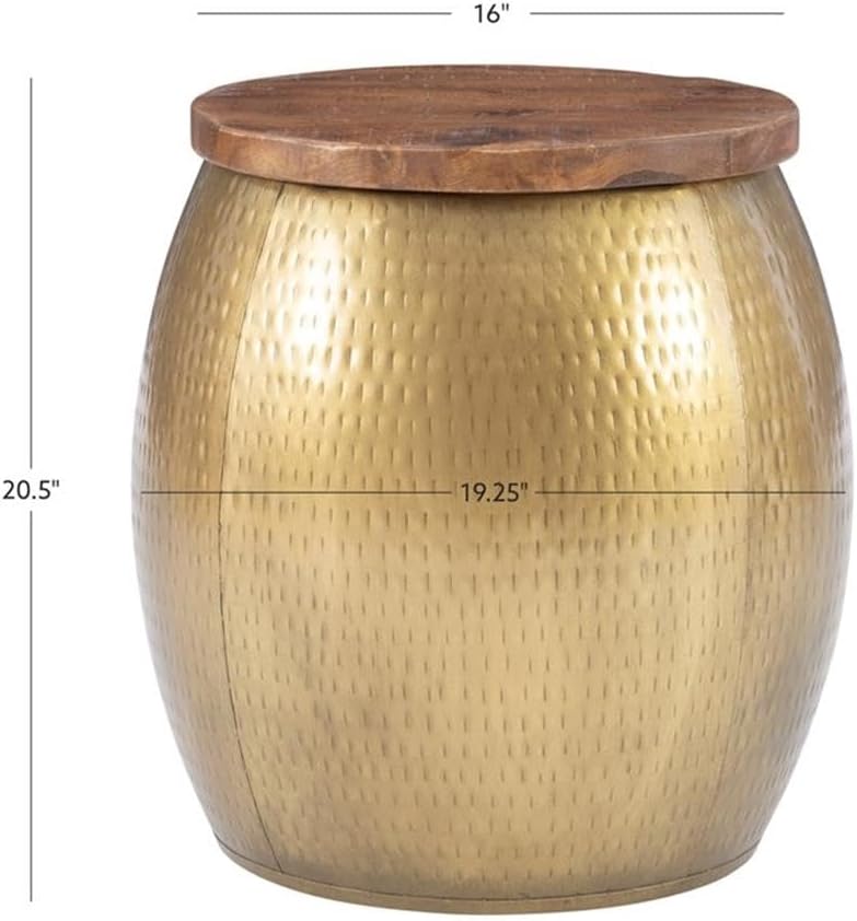Pemberly Row Round Metal End Table, Gold Finish, 19.25" W x 19.25" D x 20.5" H, Modern Accent Coffee Table, Compact Indoor Design for Living Room or Small Spaces
