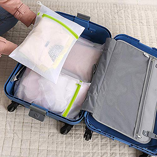 Tenrai Mesh Laundry Bag,Set Of 5 Lingerie Wash Bag For Delicates, Upgraded Loop Hook Zipper Protector And Colored Label,Use Ykk Zipper,Pants,Shirt,Bra And Underwear(White, 3 Sizes, Qs) #TOP5