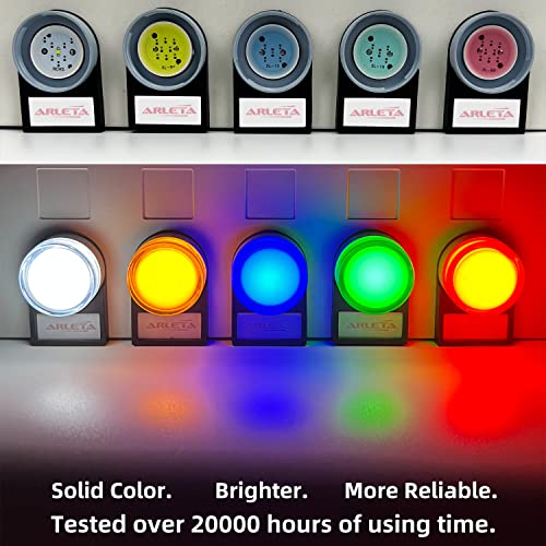 Arleta 10Pcs Energy Saving Led Indicator Light Voltage 12V/24V/110V/120V Current 20Ma Mounting Hole Size 22Mm(7/8 Inch) Green Yellow Red Blue White #TOP5