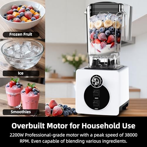 Image of AIZIYO Professional Blender for Smoothies, 2200W Peak Watts,60 oz BPA-Free Pitcher, Blenders for Kitchen, Dishwasher Safe, Programs for Frozen Drinks & Nutrient Milk Shakes & Nut Milk