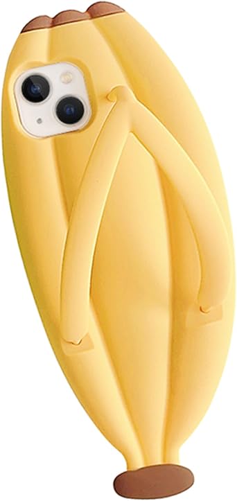Phone Cases for iPhone 11 Case for Women Girls, 3D Slippers Kawaii Style Cartoon Hand Holder Soft Silicone Bumper Phone Case Compatible with iPhone 11 Banana Yellow