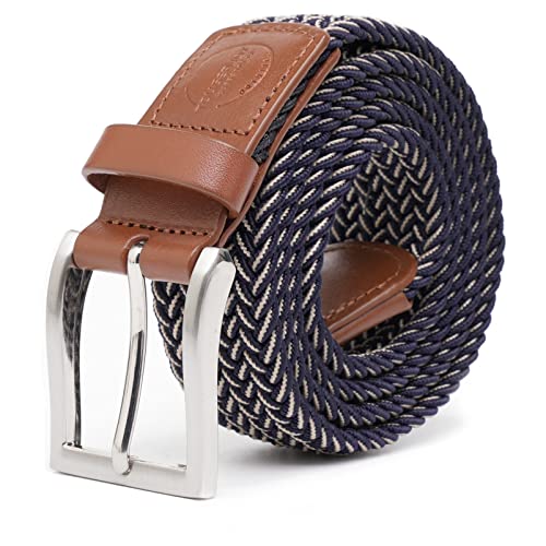 Mens Stretch Belt, Woven Elastic Braided Web Belt Casual for Golf Hunting Pants Jeans, Versatile Mens Golf Belts