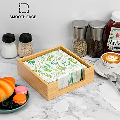 Maxgear Bamboo Napkin Holder, Lunch Napkin Holders For Tables, Table Top Decorative Napkin Tray For Dining Table And Kitchen,Wooden Luncheon Napkin Holder Tissue Dispenser 1 Pack #TOP5