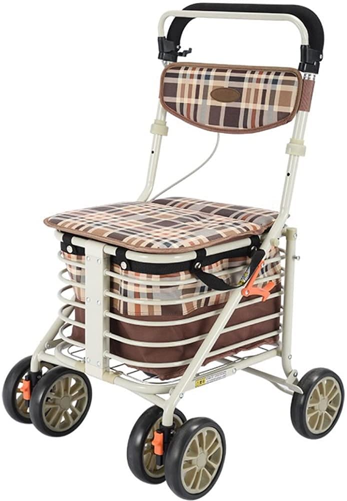 Déambulateur pliable en aluminium léger avec siège et levier de frein