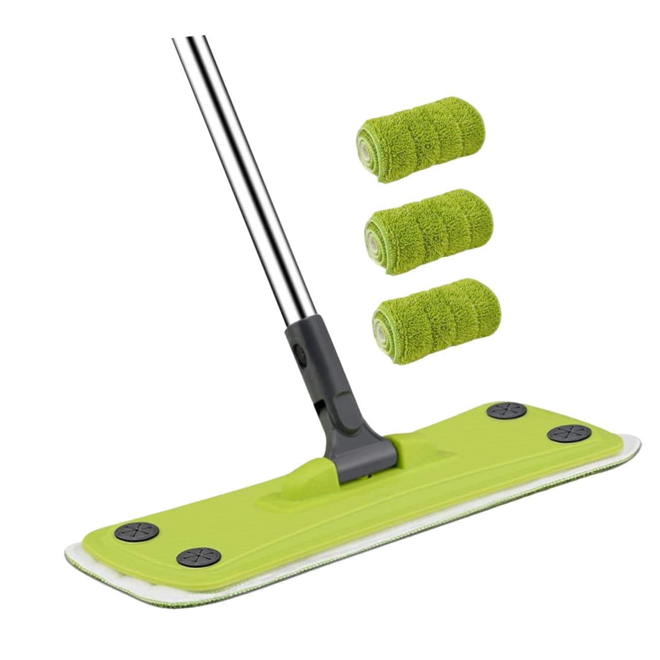 Mop Girevole in Microfibra per Pavimenti in Legno Lavapavimenti Riutilizzabile con Panni Lavabili Pulizia Facile per Angoli e Superfici Asciutte o Umide Resistente e Leggero