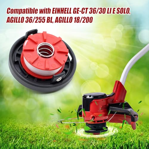 3405096 zamiennik szpuli trymera do Einhell GE-CT 36/30 LI E SOLO, AGILLO 36/255 BL, AGILLO 18/200, 0,08"/2 mm, 8,1 m szpula zamienna ze sprężyną i pokrywą TLE-01-1 (4 szt.)