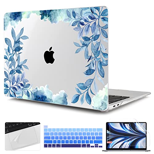 TWOLSKOO Compatible with MacBook Pro 13 inch Case 2022 2021 2020-2016 A2338 M2/M1 A2251 A2289 A2159 A1989 A1706, Plastic Hard Shell Cover & Keyboard Skin & Screen Protector, Blue Floral by TWOLSKOO - Used condition - US$20.13