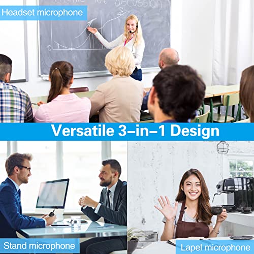 Winbridge Wireless Microphone System, Headset Mic Lavalier Mic Stand Mic, 1/8" Receiver Transmitter With Bodypack, Compatible With Amplifier Mixer Pa Speaker Smartphone Camera For Teaching Recording #TOP2