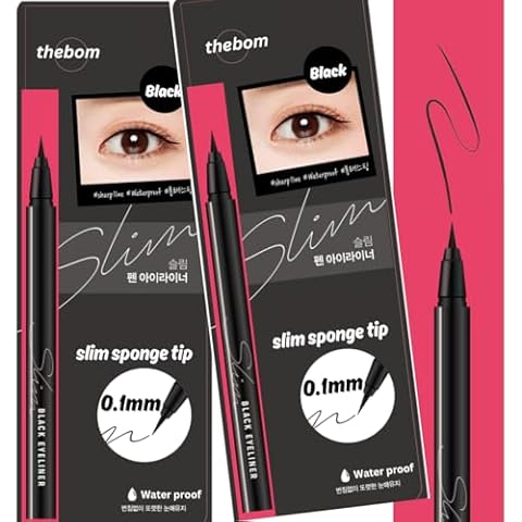 Produco [thebom] Ultra-Fine Slim Eyeliner Waterproof Liquid Eye Makeup (Black, 2ea) Cover