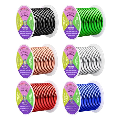 Image of Mandala Crafts 8 GA Black Red Green Assorted Anodized Aluminum Craft Wire | 120 FT, Colored, Flexible, Bendable for Bonsai Armature Sculpting Wire Wrapping Jewelry Making, Weather & Tarnish Resistant
