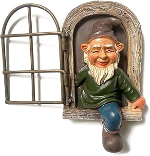 ZH Mini Resin Garden Gnome Elf Tree Statue Out The Door Tree Hugger Ornaments fit for Tree Sculpture Indoor Garden Decoration and Gift