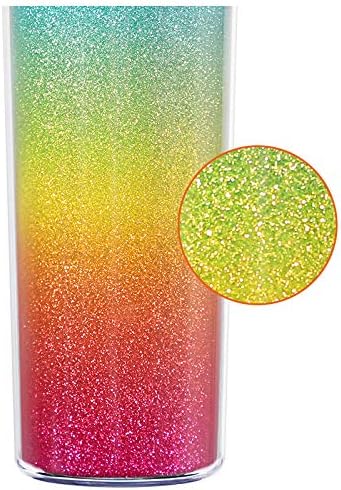 Home Tune Rainbow Tumbler with Straw, Sand Flow Glitter Double Wall Acrylic Cup Tumbler, 21 oz / 640ml (Blue) - Image 4