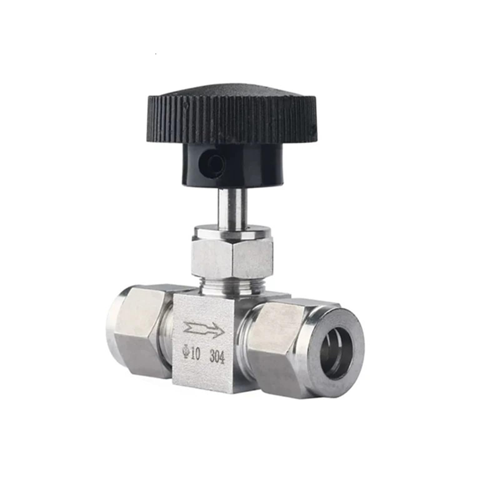 Valve à aiguille en acier 304 et raccord double virole de compression 1/2"