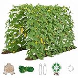163x122cm Rankgitter Gurken Hochbeet, U-förmiges Rankgitter Gurken Tunnel, Wetterfestes Pflanzenstütze Set für Garten Hochbeet Stabiles Spalier für Erbsen Gemüse Kletterpflanzen, inkl. Netz & Zubehör