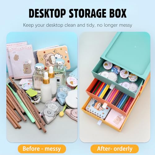 RETON 6 Stück Aufbewahrungsbox mit Schubladen, Stapelbare Schubladenbox, Schreibtisch Organizer Schubladen, Desk Organizer Box für Zimmer, Büro, Badezimmer (3 Farben)