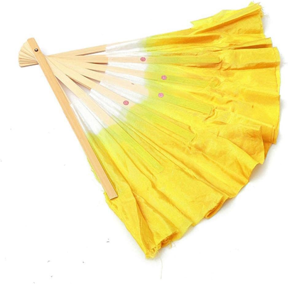 Handmade Handle Belly Dance Fan Silk Double-sided Gradient Yangko
