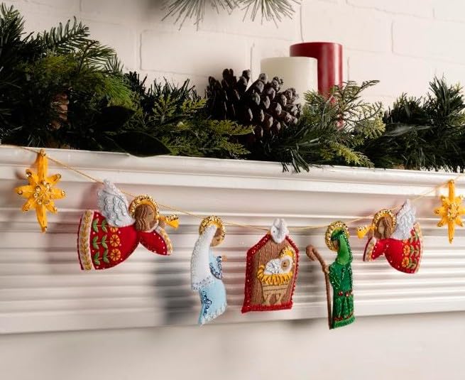 Image of Bucilla, Felt Applique Garland Kit, Nativity, Perfect for DIY Arts and Crafts