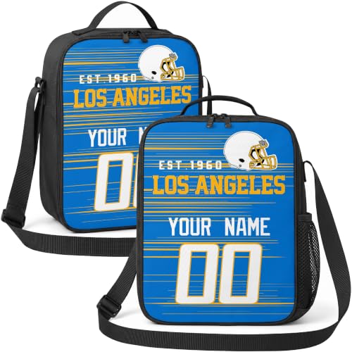 Image of Los Angeles Lunch Bag Custom Name and Number Personalized Gifts | Custom Personalized Lunch Box for Men Women