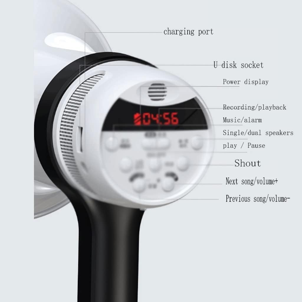 Altoparlante megafono con Display di Alimentazione a LED con Design a Doppio Altoparlante ad Alto Volume con megafono Manuale con Controllo del Volume Regolabile