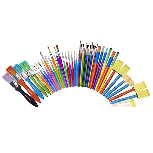 Artlicious All Purpose Paint Brush Value Pack - Great with Acrylic, Oil, Watercolor, Gouache (50 Brushes)