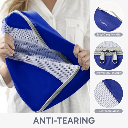 Image of ALL INCLUDED 10 Set Durable Packing Cubes for Suitcases,OlarHike Essentials for Travel, UPGRADED Anti-Tear Stitching, NEW Improved Luggage Packing Organizers for Travel Accessories (Klein Blue)