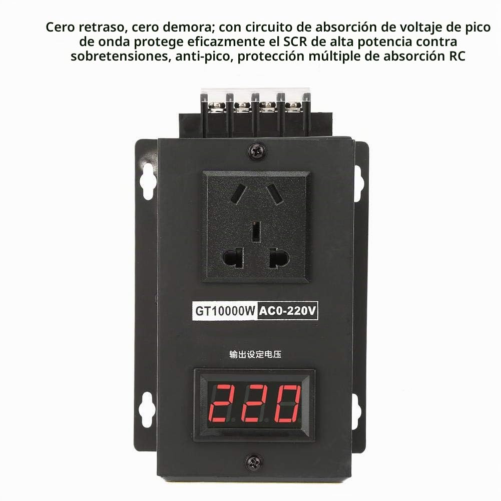 Regulador de Voltaje SCR, Walfront AC 220 V 10000 W de Alta Precisión, Regulador de Voltaje Electrónico de Tiristor, Control de Atenuación de Temperatura y Velocidad