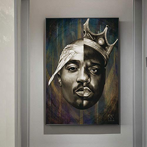 Affiches et imprimés scandinaves Moderne Couronne Toile Tableau Peinture Hip Hop Homme Noir Graffiti Murale Art Tableaux pour Salon Decoration Murale 40 × 50 cm sans Cadre