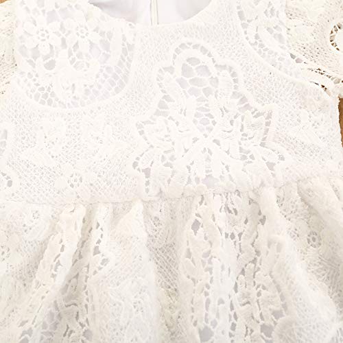 Newborn Infant Baby Girl Lace Princess Romper Tutu Dress Embroidered Short Sleeve Bodysuit Jumpsuit Summer Clothes (Beige, 0-3 Months) #TOP4