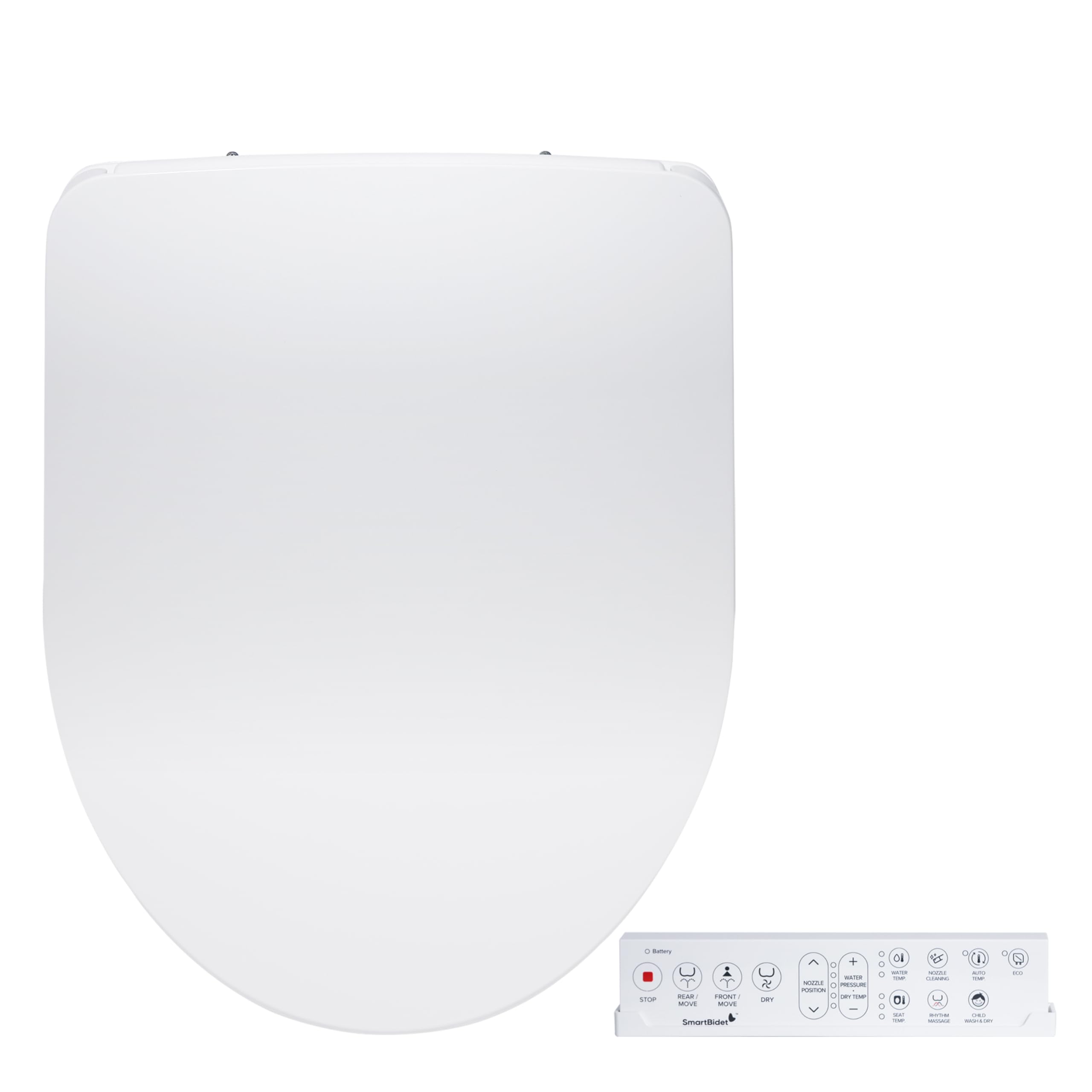 SmartBidet SB-1200 Luxury Advanced Electric Smart Bidet Round White Toilet Seat with Remote control Endless Warm Water with