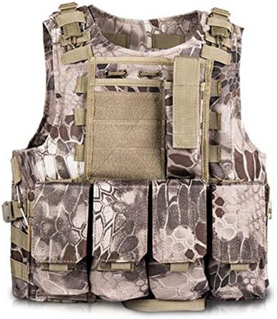 Toyfun Kids Tactical Vest Kit Woodland Camo Combat Assault Waistcoat Army/Military/Police Style, Adjustable and Multi-Colors