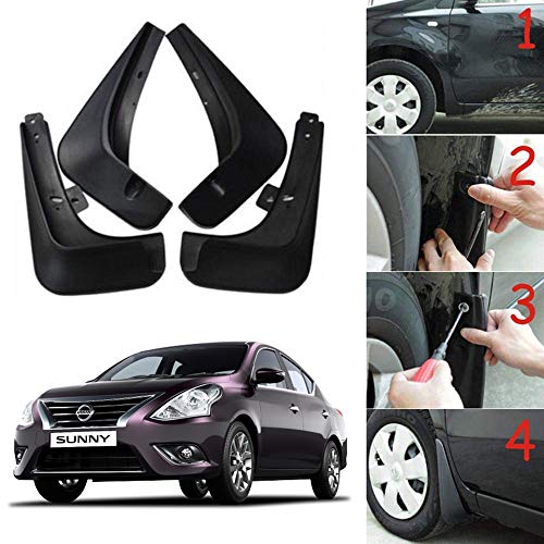 Image of Oshotto (O.E.M Fitting Cup Type) Mud Flap /Splash Guard Compatible with Nissan Sunny (Set of 4)