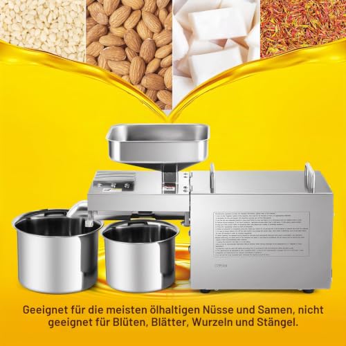Foto von CGOLDENWALL Ölpresse Maschine Elektrische 1500w Edelstahl Öl Expeller für Walnüsse Erdnüsse Nüsse Sesam Mandel Kokosnuss Hohe Olausbeute, Thermostatische Heizung