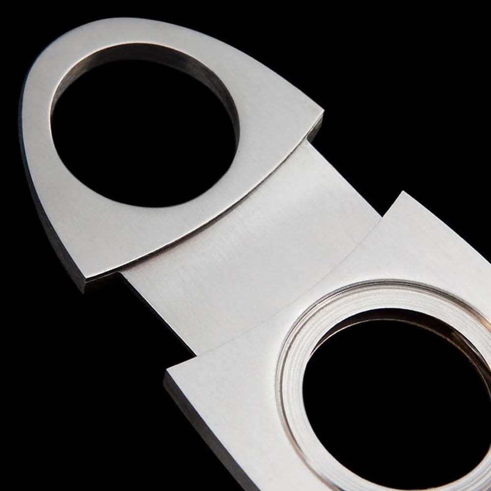 Cigar Cutter Stainless Steel Double Blade Guillotine Hole Puncher Metal Pocket Smoking Tool Case Silver